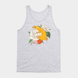 Leopard Gecko and White Roses Tank Top